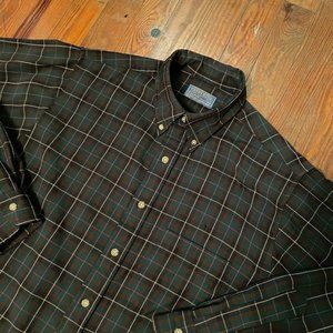 Vintage Pendleton 100% Wool USA Made Green Plaid Men's Large Button Shirt *Holes